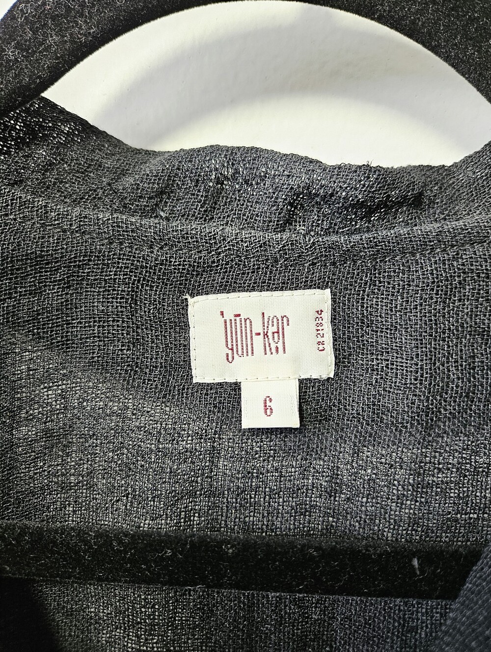 Vintage Yun Ker Linen Button Up Crop Top Size 6 Black Canadian Designer - Picture 5 of 5